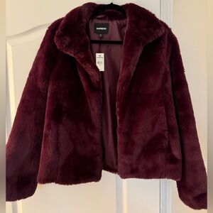 Express Maroon Faux Fur Jacket